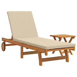 Chaise longue VidaXL - Ensemble de 2 - Beige