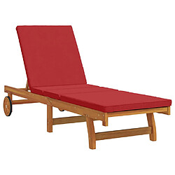 Chaise longue VidaXL - Acacia massiff et rouge