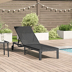 Vidaxl chaise longue poly rattan noir