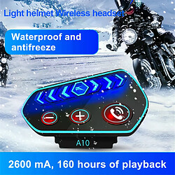 Oreillette Bluetooth moto étanche HD avec lumière - Noir
