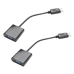 Adaptateur DisplayPort DP vers VGA - Noir Convertisseur DP mâle vers VGA femelle - Connexion fiable - Plug and Play