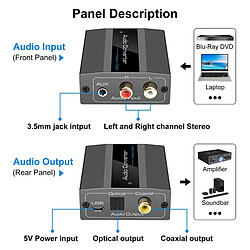 Convertisseur Audio RCA vers Optique - Coaxial Toslink