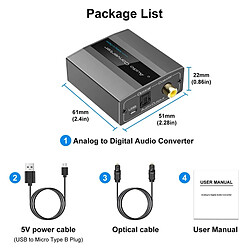 Convertisseur audio RCA vers optique - Noir gris