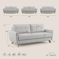 Divani.store Callisto Canapé lit - Gris pas cher