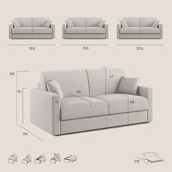 Divani.store Chris - Canapé lit convertible 166 cm Gris pas cher