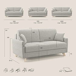 Divani.store Edgar Canapé lit convertible - Gris pas cher