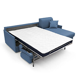 Divani.store Canapé d'angle convertible EVANS - Tissu bleu
