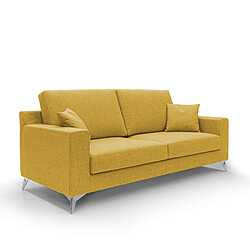Divani.store Canapé droit Michael - Jaune Canapé droit 3 places - Microfibre - Structure métal - Déhoussable - Tissu hydrofuge