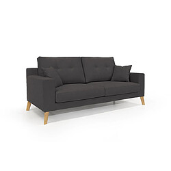 Divani.store Canapé droit 3 places - Noir