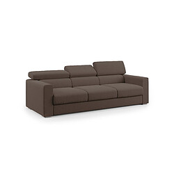 Divani.store Canapé 3 places avec pouf - Brun