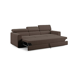 Divani.store Canapé 3 places avec pouf - Brun