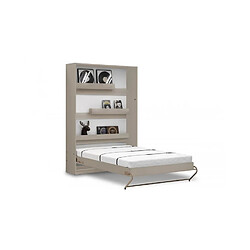Mobili & Co Armoire lit escamotable relevable vertical 140x200 cm taupe Premium
