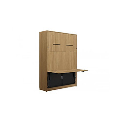 Mobili & Co Armoire lit escamotable relevable vertical avec bureau intégré 140x200 cm chêne huilé DELUXE