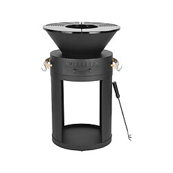Habitat Et Jardin Barbecue plancha brasero a charbon et bois Cesar - 49 x 49 x 92 cm - Noir