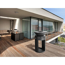 Habitat Et Jardin Barbecue plancha brasero a charbon et bois Cesar - 49 x 49 x 92 cm - Noir