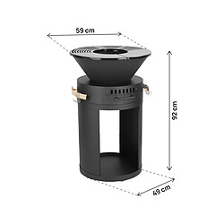 Avis Habitat Et Jardin Barbecue plancha brasero a charbon et bois [ ]Cesar[ ] - 49 x 49 x 92 cm - Noir
