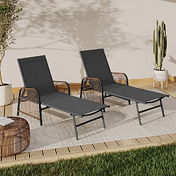 Idmarket MARKET 2 Transats RIO Gris Rotin