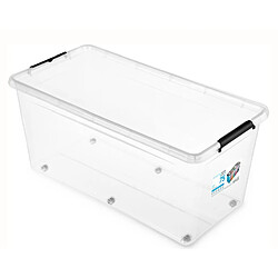 Lot de 2 Boîtes de Rangement en Plastique Transparent de 75 L avec Couvercle à Clip - Bacs Empilables avec Poignées pour une Organisation Efficace à la Maison
