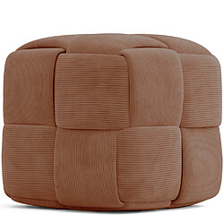 ICONIK INTERIOR Pouf Carré Tapissé en Velours Côtelé - Design Moderne - Cube Taupe