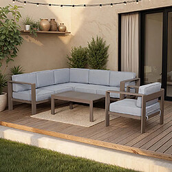 Mes Salon de jardin 6 places - Taupe et gris clair