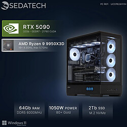Sedatech PC Gamer, AMD Ryzen 9 9950X3D, RTX5090, 64Go DDR5, 2To SSD, Win 11