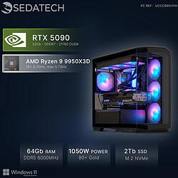 Sedatech PC Gamer, AMD Ryzen 9 9950X3D, RTX5090, 64Go DDR5, 2To SSD, Win 11
