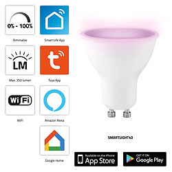 Acheter Alecto Ampoule Connectée LED Couleur SMARTLIGHT40 avec Wi-Fi GU10 5W Alecto Blanc Blanc