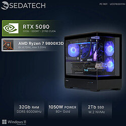 Sedatech PC Gamer, AMD Ryzen 7 9800X3D, RTX5090, 32Go DDR5, 2To SSD, Win 11