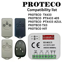 PROTECO TX312 - Télécommande multifréquence Télécommande pour porte de garage - Fréquence 433mhz-868mhz - Code roulant / fixe - Récepteur