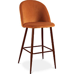 ICONIK INTERIOR Tabouret tapissé en velours - Design scandinave - Evelyne Orange rougeâtre