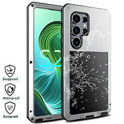 Coque pour Samsung Galaxy S25 Ultra Étui en Aluminium - Argent Étui Métal Double Couche - Résistant aux Chocs - Design Élégant - Charge Sans Fil