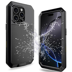 Étui GANGXUN iPhone 16 ProMax Métal Sports Plein Air - Noir Coque Métal Double Défense - Protège-Écran Vasque - Anti-Chocs et Saleté - Compatibilité MagSafe