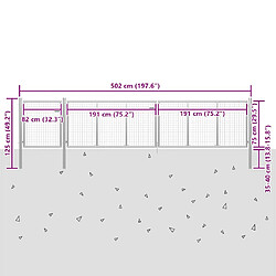 vidaXL Portail jardin acier 500x75 cm - Argenté pas cher