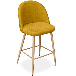 ICONIK INTERIOR Tabouret tapissé en tissu - design scandinave - 66cm - Evelyne Bleu foncé pas cher