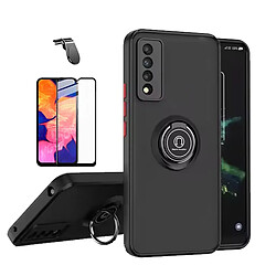 Phonecare Kit Anneau Armure Samsung Galaxy A70s - Transparent/Noir Coque rigide transparente - Support magnétique L - Film protection 5D - Conception efficace