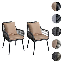 Mendler Lot de 2 chaises de jardin - Beige
