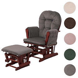 Mendler Fauteuil rocking chair velours - Gris foncé