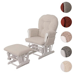 Mendler Fauteuil relax avec repose-pieds - Crème