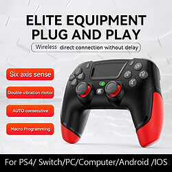 Manettes de jeu 6 axes pour PS4/NS Switch Manette sans fil Bluetooth - Gyroscope 6 axes - Double moteur de vibration - Programmation macro