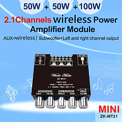 Amplificateur numérique ZK-MT21 2x50W + 100W Amplificateur Bluetooth 5.0 - Subwoofer 2.1 - AUX 12V, 24V