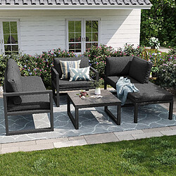 Acheter KOMHTOM Ensemble de meubles de jardin en corde, canapé d'angle, y compris tous les coussins d'assise et les coussins, gris