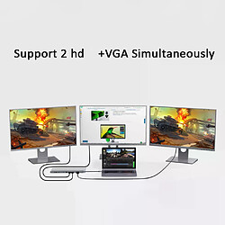 Adaptateur 4K 12 Ports Type-C HUB USB 3.1 Dual HDMI