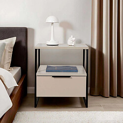 Hanah home Table de chevet avec rangements - Blanc