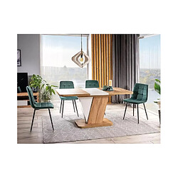 Mobili & Co Table design extensible teinte chêne et blanc CROCUS 80x120 (160) cm