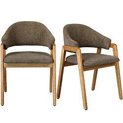 Moloo WOOL-Chaise en Frêne naturel et Tissu Trendy Taupe (x2)