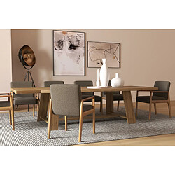 Moloo ALBAN-Fauteuil de table en Frêne naturel et tissu Trendy Taupe (x2)