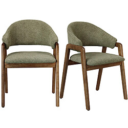 Moloo WOOL-Chaise en Frêne patiné noyer et Tissu Trendy Sauge (x2)