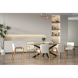 Moloo ALBAN-Fauteuil de table en Frêne naturel et tissu Curly Ecru (x2)