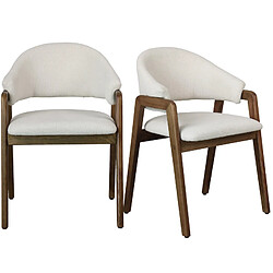 Moloo WOOL-Chaise en Frêne patiné noyer et Tissu Trendy Ecru (x2)