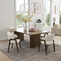 Moloo WOOL-Chaise en Frêne patiné noyer et Tissu Trendy Ecru (x2)